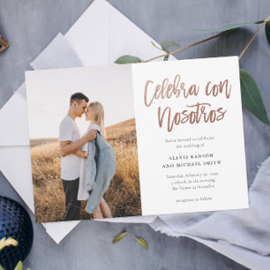Invitation Mariage Photo Moderne Espagnol Celebra con Nosotro