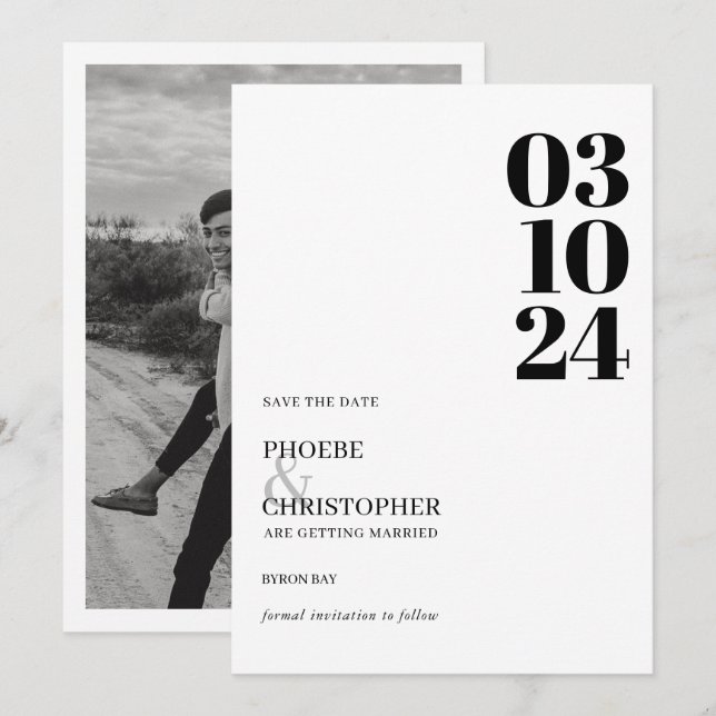 Invitation Mariage photo moderne et contemporain (Devant / Derrière)