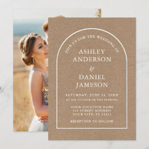 Invitation Mariage photo moderne et élégant Arch Kraft