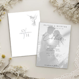 Invitation Mariage photo moderne Hummingbird noir et blanc