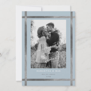 Invitation Mariage photo moderne Icy Blue & Silver