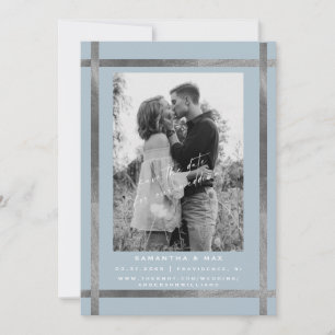 Invitation Mariage photo moderne Icy Blue & Silver