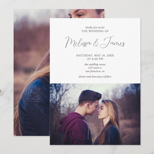 Invitation Mariage photo moderne minimaliste (Devant / Derrière)