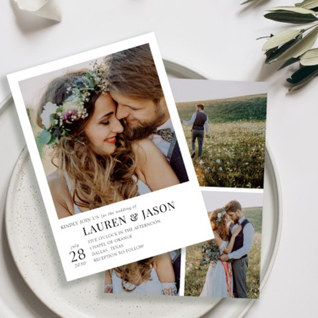 Invitation Mariage photo moderne noir et blanc 4 (Créateur téléchargé)