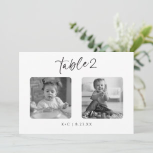 Invitation Mariage photo moderne noir et blanc Numéros de tab