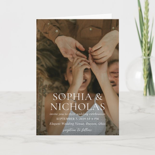 Invitation Mariage photo moderne or simple (Devant)