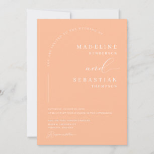 Invitation Mariage Photo Moderne Romantique Douce Pêche Arche