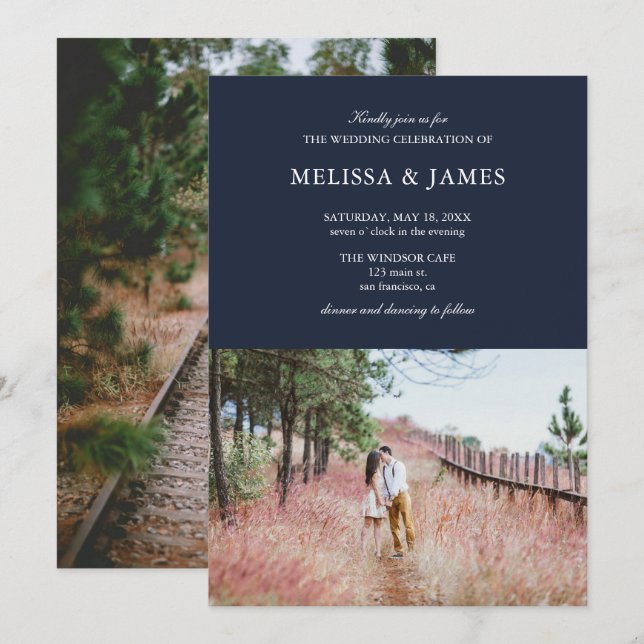 Invitation Mariage photo moderne simple (Devant / Derrière)