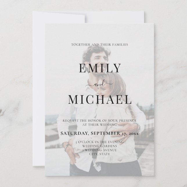 Invitation Mariage photo moderne simple (Devant)