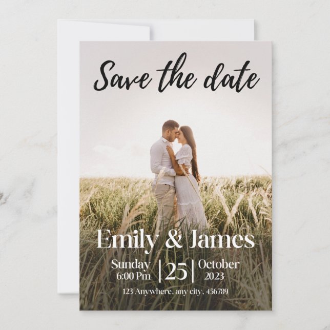 Invitation Mariage photo moderne simple et élégant Enregistre (Devant)