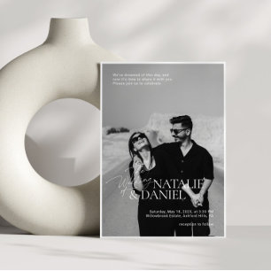 Invitation Mariage photo moderne simple noir et blanc