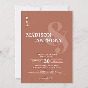 Invitation Mariage photo moderne Terracotta Ampersand Script