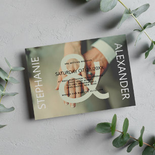 Invitation Mariage photo moderne vert blanc personnalisé