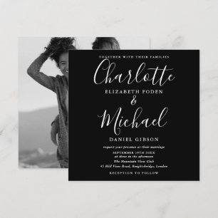 Invitation Mariage photo monochrome écriture noir et blanc