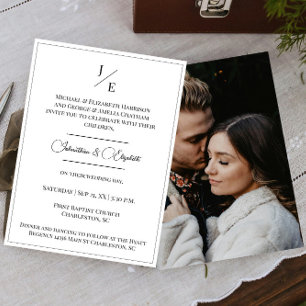 Invitation Mariage photo monogramme minimaliste   BLANCHE