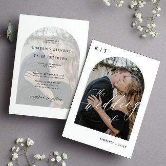 Invitation Mariage photo monogramme moderne noir et blanc