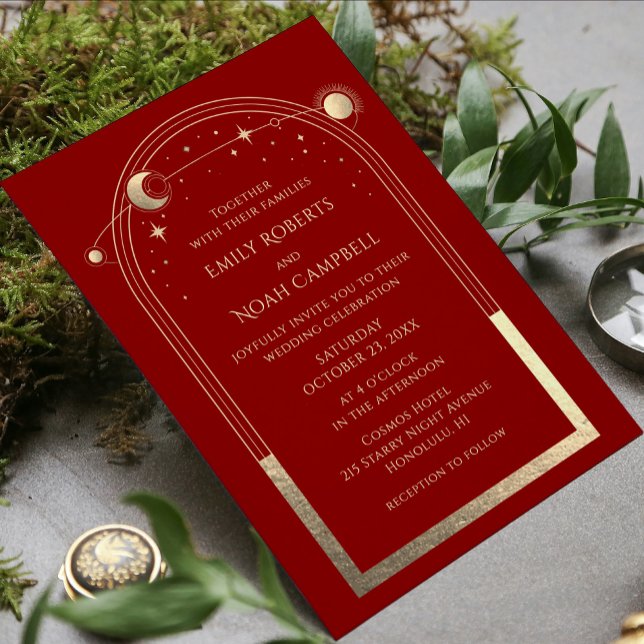 Invitation Mariage photo mystique rouge foncé (Créateur téléchargé)