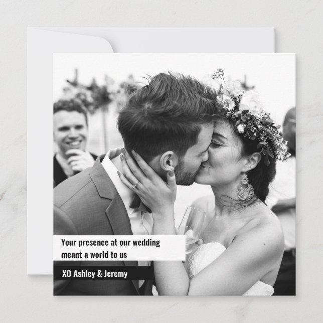 Invitation Mariage photo noir blanc Carré (Devant)