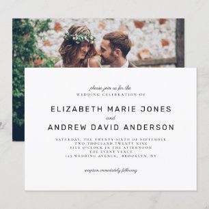 Invitation Mariage photo noir blanc moderne classique