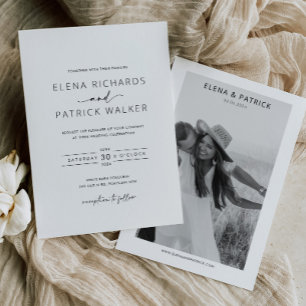 Invitation Mariage photo noir et blanc classique ELENA