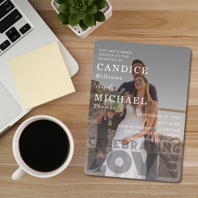 Invitation Mariage photo noir et blanc moderne (Créateur téléchargé)