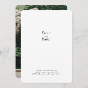 Invitation Mariage photo noir et blanc ultra minimaliste