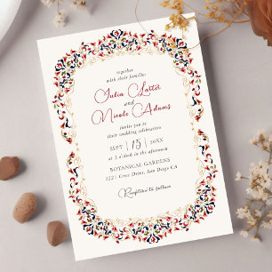 Invitation Mariage Photo Paisley Floral Botanique Art de Luxe