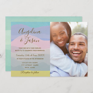Invitation Mariage photo Pastel Calligraphy