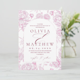 Invitation Mariage Photo Pivoine Toile Française 