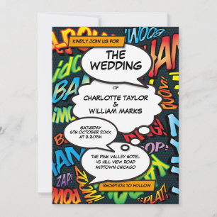 Invitation Mariage Photo Pop Art Bande Dessinée Moderne
