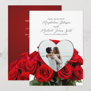 Invitation Mariage photo romantique bouquet de rose