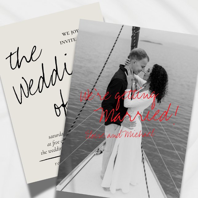 Invitation Mariage photo romantique manuscrit moderne (Announce your big day in effortless style with this Handwritten Modern Wedding Invitation. )