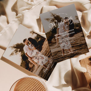 Invitation Mariage photo romantique stylish Script superposit