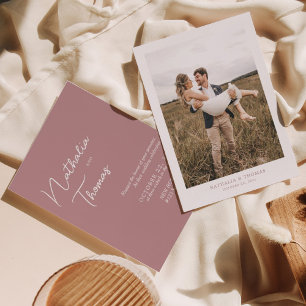 Invitation Mariage photo Rose simple et élégant