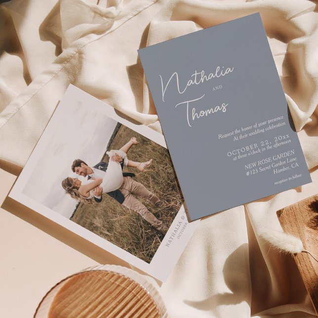 Invitation Mariage photo Rose simple et élégant (Créateur téléchargé)