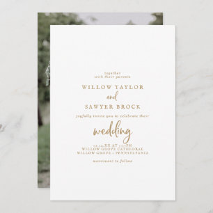 Invitation Mariage photo Rustic Gold Script