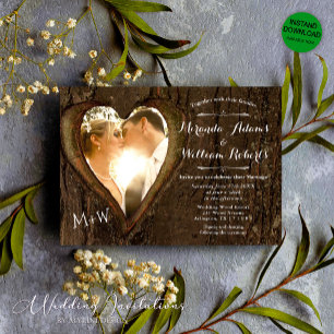 Invitation Mariage photo Rustic Wood Tree