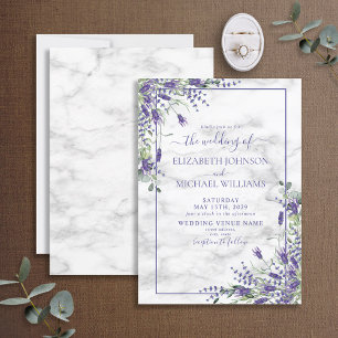 Invitation Mariage photo rustique Lavande Eucalyptus
