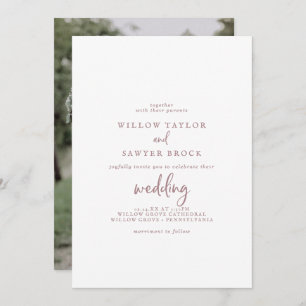 Invitation Mariage photo Rustique Rose Gold Script