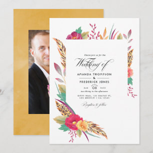 Invitation Mariage Photo Safari Floral Aquarelle