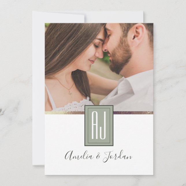 Invitation Mariage photo Sage Green (Devant)