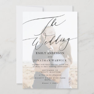 Invitation Mariage photo simple blanc et noir