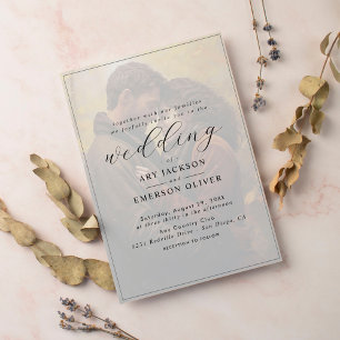 Invitation Mariage photo simple en noir et blanc
