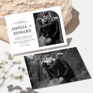 Invitation Mariage photo simple en noir et blanc