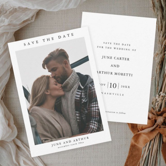 Invitation Mariage photo simple Enregistrer la date (Simple photo wedding save the date announcement cards.)