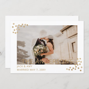 Invitation Mariage photo Simple Gold Confetti