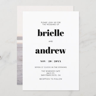 Invitation Mariage photo simple Gras Serif