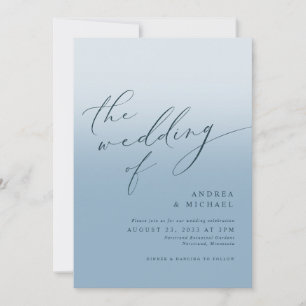 Invitation Mariage photo simple moderne Dusty Blue Navy