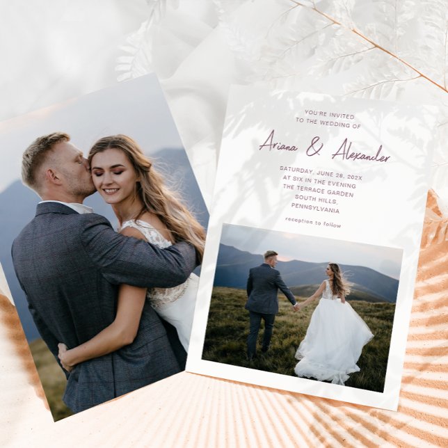Invitation Mariage photo Simple Script Purple Two (Créateur téléchargé)