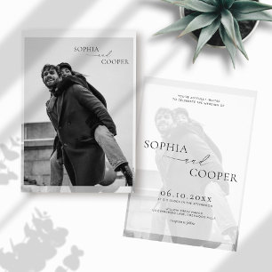 Invitation Mariage photo simple superposition noir et blanc